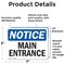Signmission Main Entrance OSHA Notice Sign, Vinyl Decal, 7in W x 5in L, 2PK OS-2PACK-NS-D-57-L-14082 - alternate 2
